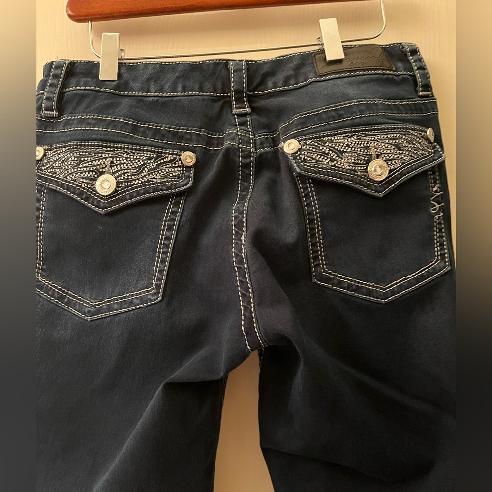 Seven Dark Wash Bling Pocket Skinny Jeans EUC - Picture 3 of 8